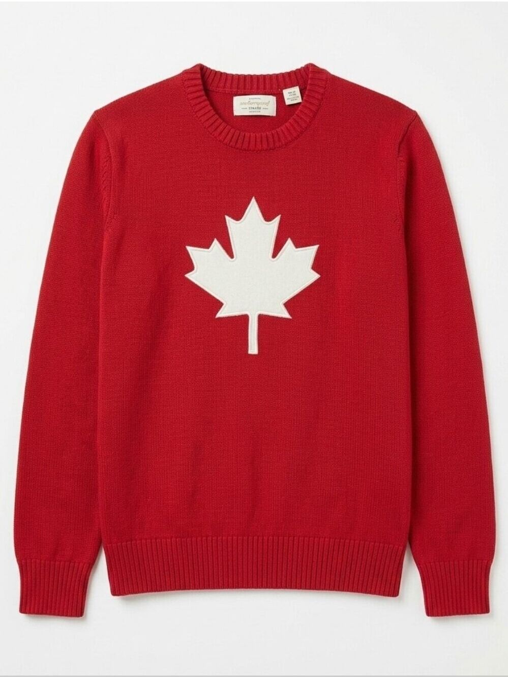 Red Maple Leaf 100% Cotton Women's Crewneck Sweater NWT Size Medium Canada Day